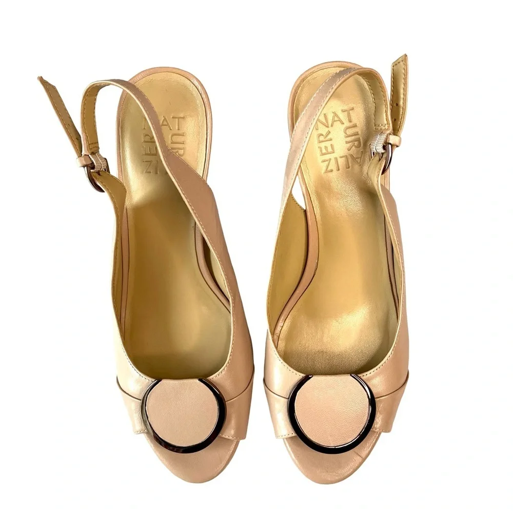 Naturalizer Ferris Rosey Taupe Leather Fashion Sandals Sz8 Platform Block Heel - Picture 9 of 11